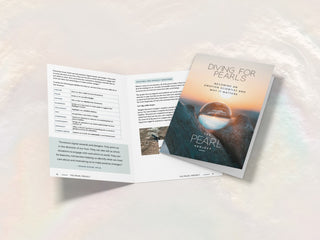 Workbook titled 'Diving for Pearls' on a light background